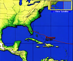 Frances's trajectory, September, 2004